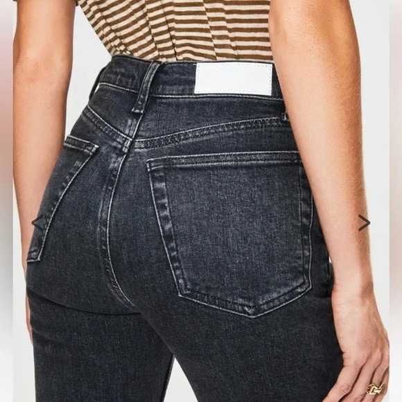 RE/DONE 90S High Rise Straight Leg Jeans Stoned Noir Black Size 24 - Picture 1 of 12